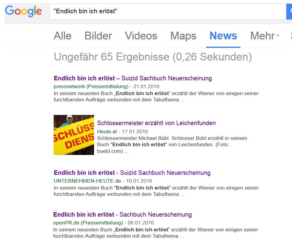4 Mal war das Buch über Suizide in Wien in den Google News im Jänner 