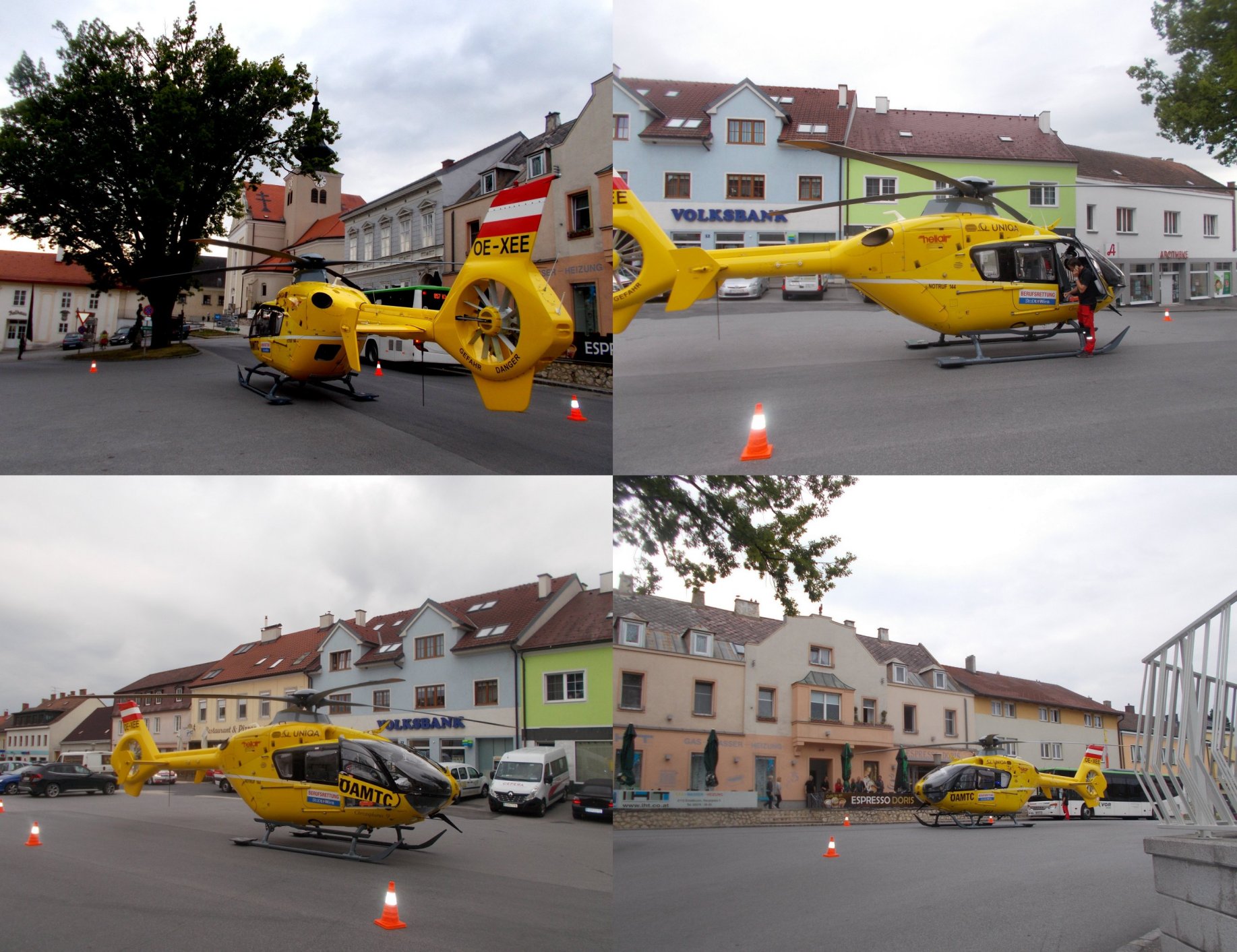 Bilder vom Hubschrauber auf dem Hauptplatz vonErnstbrunn